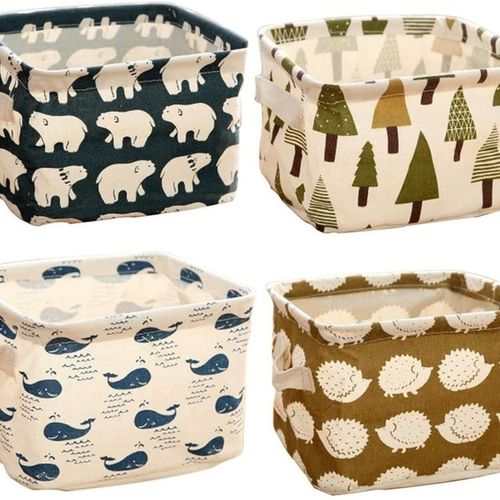 Ensembles D¿Organisateurs De Rangement En Lin (Baleine, Ours Polaire, Hérisson, Arbres) Petit Tissu Pour Bébé Goodnice
