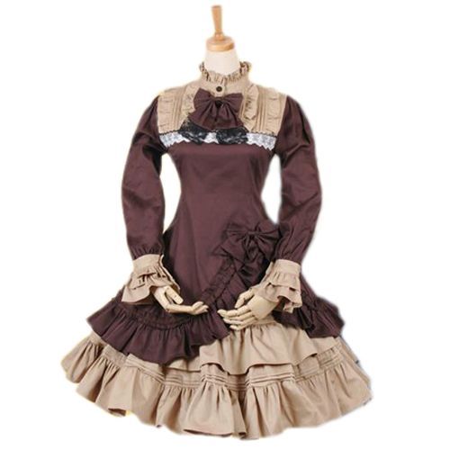 Robe Lolita Marron Bleu Rouge Gris Collection Black Sugar  Pour Soiree Sortie Deguisement Anime Costume Japonais Convention Japan Expo Bonne Qualite Coton Agreable Kawaii Neko Poupe Envoie De Paris  