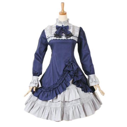 Robe Lolita Marron Bleu Rouge Gris Collection Black Sugar  Pour Soiree Sortie Deguisement Anime Costume Japonais Convention Japan Expo Bonne Qualite Coton Agreable Kawaii Neko Poupe Envoie De Paris  