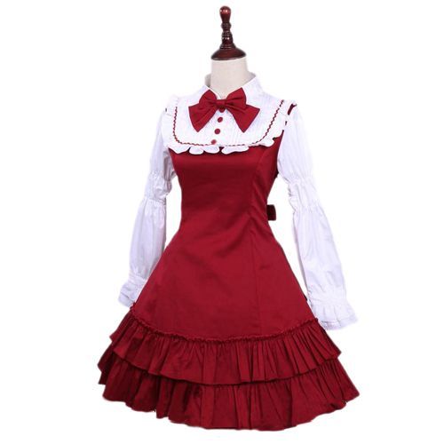 Robe Lolita Marron Bleu Rouge Gris Collection Black Sugar  Pour Soiree Sortie Deguisement Anime Costume Japonais Convention Japan Expo Bonne Qualite Coton Agreable Kawaii Neko Poupe Envoie De Paris  