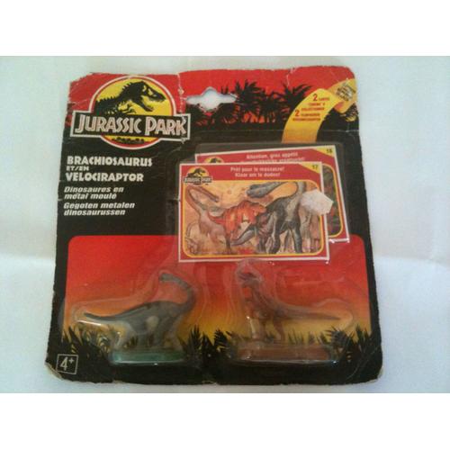 Brachiosaurus Et Velociraptor Dinosaures En Métal Moulé Jurassic Park Kenner 1993