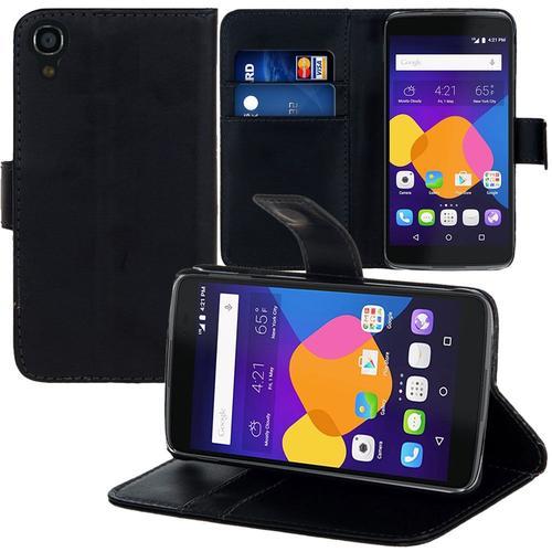 Etui Portefeuille Pour Alcatel Idol 3 (4.7) Support Video Cuir Pu - Noir