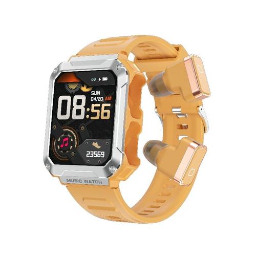Rainbuvvy T93 2 - En - 1 Smartwatch 1.96 Pouces 4gb Memoire Bluetooth Appel Frequence Cardiaque Moniteur De Sommeil Podometre Sport Musique Bluetooth Casque Smartwatch 400 Mah Jaune