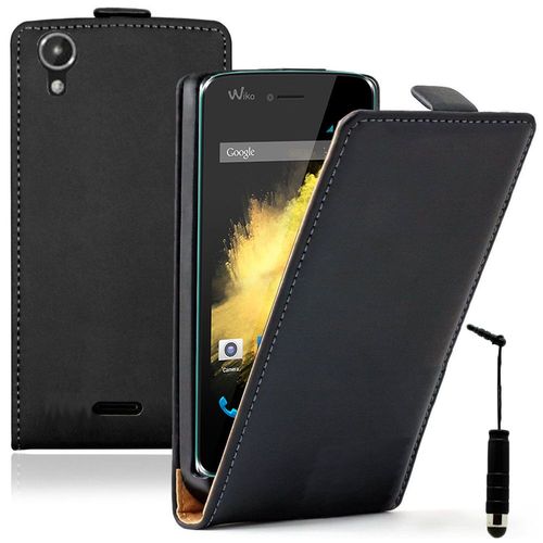 Etui Rabattable Verticale Pour Wiko Birdy En Cuir Pu - Noir + Mini Stylet