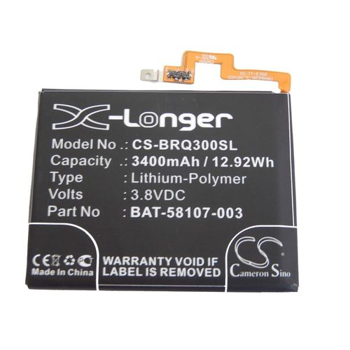 Vhbw Li-Polymer Batterie 3400mah (3.8v) Pour Téléphone Portable, Smartphone Blackberry Passport, Passport 4g Comme Bat-58107-003.