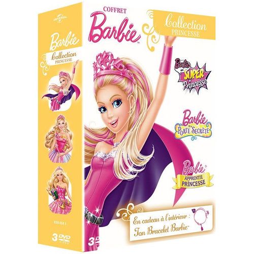 Coffret Barbie - Collection Princesse : Barbie En Super Princesse + Barbie Et La Porte Secrète + Barbie Apprentie Princesse - Pack