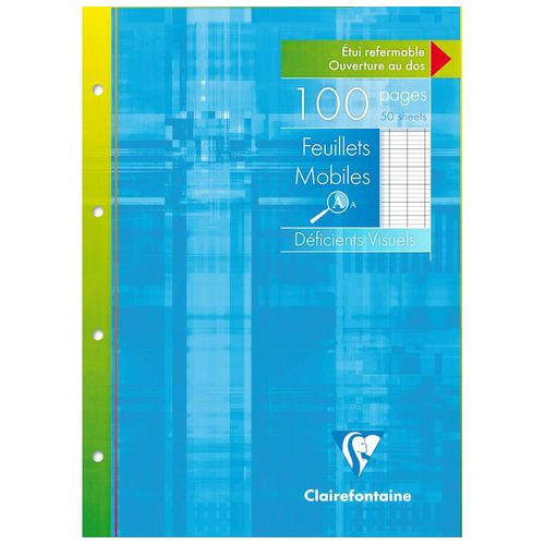 Clairefontaine  Lot De 3 Feuillets Mobiles Perforés Déficients Visuels 21x29,7 100p Séyès Noir 2,5mm 10/10