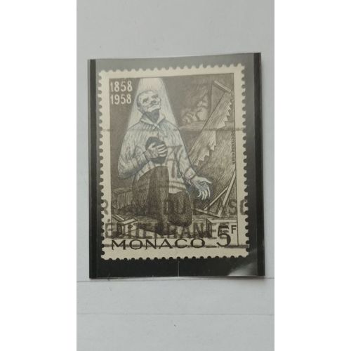 L342 -- Timbre Oblitéré Monaco N °495 -- Année 1958 -- " Bouriette : 1ère Miraculée ; Centenaire De La 1ère Apparition, À Lourdes ".