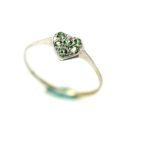 Bague Grenat Tsavorite  . Argent 925 - Vert / Argent / 55