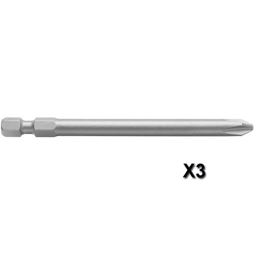 Lot de 3 embouts de vissage Extra-dur Phillips PH1 à queue 6 pans mâle 1/4 Longueur 89 mm BOSCH 2607001533