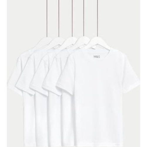 Lot De 5 T-Shirts 100 % Coton Anti-Taches Blanc