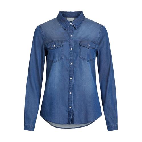 Vila - Blouses & Shirts > Denim Shirts - Blue