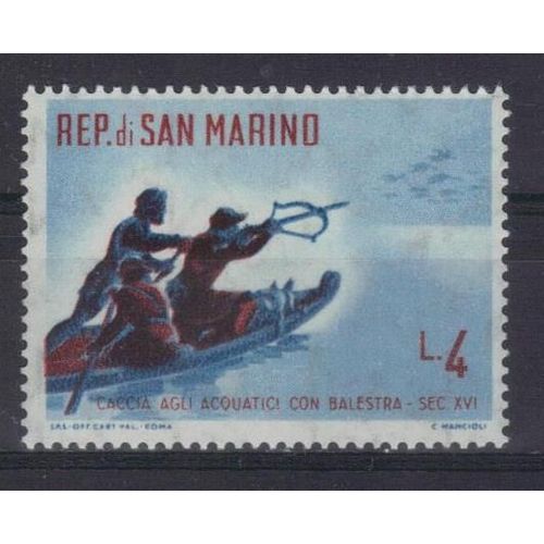 Saint-Marin 1961 : Oiseaux : Chasse Au Gibier D'eau À L'arbalète - Timbre Neuf **