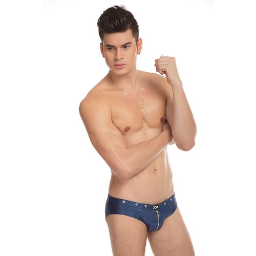 Slip Cuir Bleu Vinyle Homme Erotique Thong Underwear Man Blue Leather