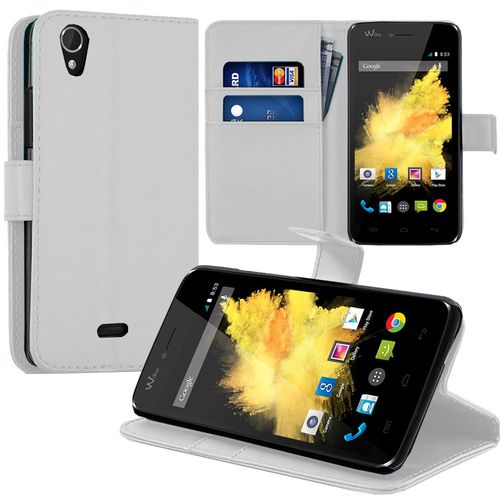 Etui Portefeuille Pour Wiko Birdy Support Video Cuir Pu - Blanc