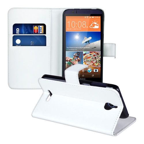 Etui Portefeuille Pour Htc Desire 510 Support Video Cuir Pu - Blanc