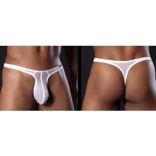 Slip String Blanc Homme Viril Erotique Thong Man 