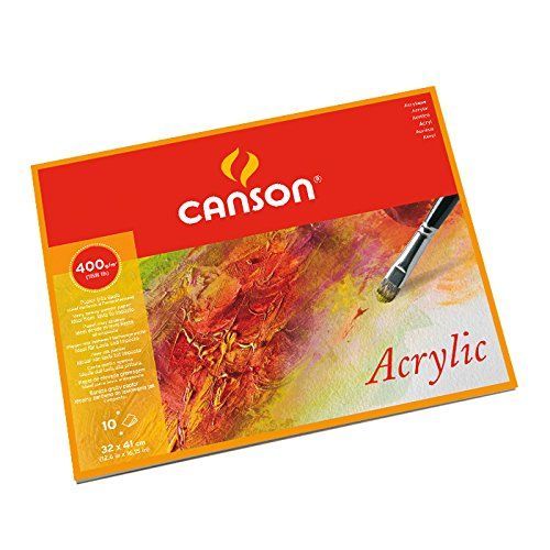 Canson Acrylic Bloc Collé 4 Côtés 10 Feuilles 400g 32 X 41 Cm 10 Feuilles Blanc Naturel