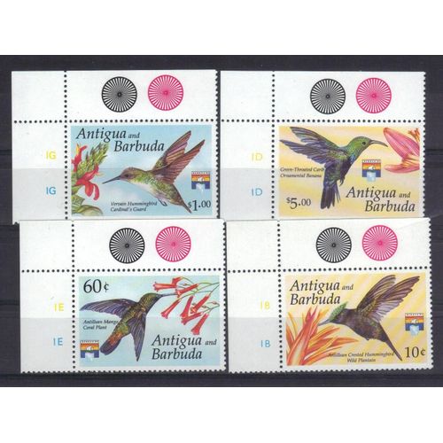 Antigua 1992 : Oiseaux-Mouches Des Caraïbes - Série Entière De 4 Timbres Neufs ** Avec Bordures