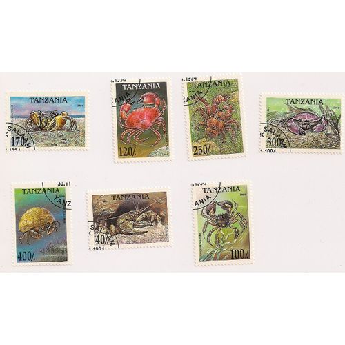 Tanzanie- Série De 7 Timbres Oblitérés- Crabes