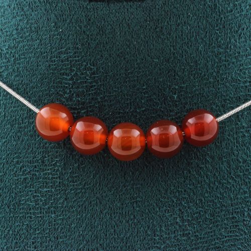 Collier 5 Perles Cornaline D'uruguay Qualité 5a 8 Mm. Chaine En Acier Collier Femmes, Hommes. Taille Personnalisable.