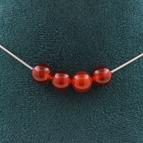 Collier 4 Perles Cornaline D'uruguay Qualité 5a 8 Mm. Chaine En Acier Collier Femmes, Hommes. Taille Personnalisable.