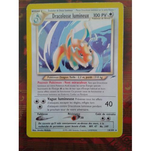 14/105 - Dracolosse Lumineux - Pokémon - Français - Neo Destiny - Rare Holo - 2nde Édition