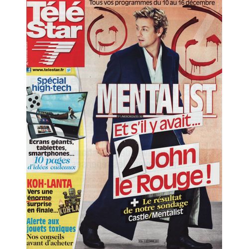 Télé Star / 05-12-2011 N°1836 : Simon Baker (3p) - Johnny Depp / Vanessa Paradis (3/4p)