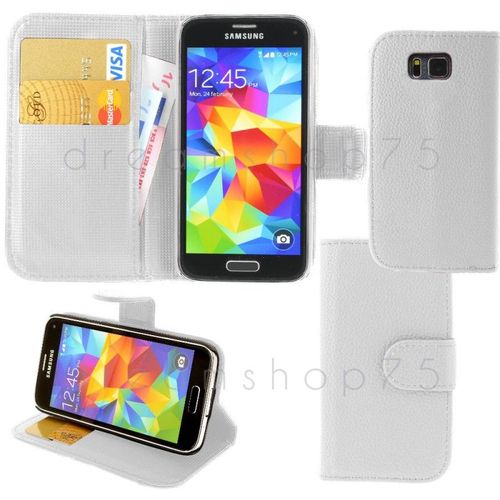Etui Coque Housse Portefeuille En Cuir Pu Samsung Galaxy Alpha Blanc Dreamshop75®