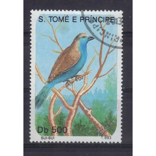 Saint-Thomas Et Prince 1993 : Oiseau Bleu Chanteur - Grand Timbre Oblitéré