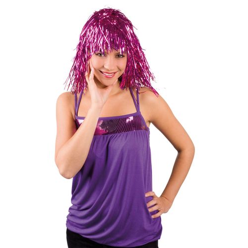 Perruque Métallique Fuchsia Adulte