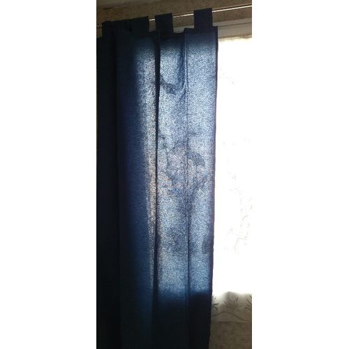 Double-Rideau À Passants Ou Pattes Bleu Outremer Ou Bleu Jean ¿ H X 180 X L 135 Cm Env.