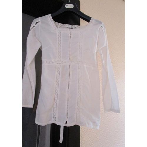 Chemise Ou Haut Ou Débardeur Style Ethnique, Blanc, Taille 36 Dentellé 