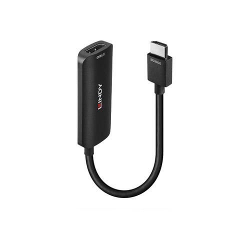 Lindy - Câble adaptateur - HDMI mâle pour DisplayPort, Micro-USB de type B (alimentation uniquement) - 15.7 cm - noir - support 8K60Hz (7680 x 4320), support 4K120Hz (3840 x 2160), jeu de puces...