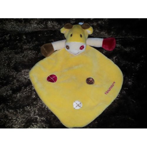 Doudou Plat Vache Girafe Jaune Nounours
