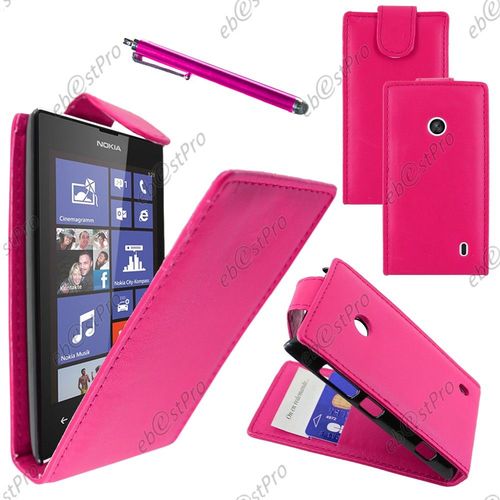 Ebeststar ® Housse Coque Etui Simili Cuir À Rabat Vertical Pour Nokia Lumia 520, Couleur Rose + Stylet + Film Protection D'écran