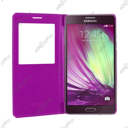 Ebeststar ® Housse Pochette Protection Coque Type S-View Portefeuille Livre Pour Samsung Galaxy A7 Sm-A700f, Couleur Violet + Film Protection D'écran