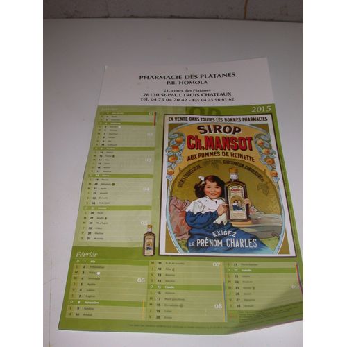 Calendrier Avec Publicité Ancienne