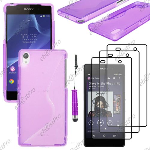 Ebeststar ® Housse Etui Coque Silicone Gel Motif S-Line Protection Souple Pour Sony Xperia Z2 D6502, D6503, D6543, Couleur Violet + Mini Stylet 3 Film