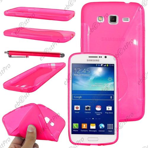 Ebeststar ® Housse Etui Coque Silicone Gel Motif S-Line Protection Souple Pour Samsung Galaxy Grand 2 G7105 G7102 G7100, Couleur Rose + Stylet + Film Protection D'écran