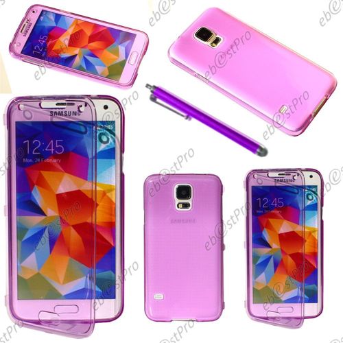 Ebeststar ® Housse Etui Coque Portefeuille Livre Silicone Gel Pour Samsung Galaxy S5 Sm-G900f, G900, G900h, Couleur Violet + Stylet + Film Protection D'écran