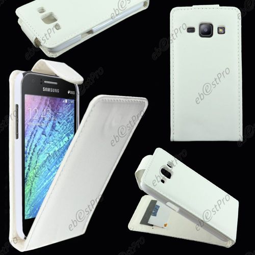 Ebeststar ® Housse Coque Etui Simili Cuir À Rabat Vertical Pour Samsung Galaxy J1 Sm-J100f, Couleur Blanc + Film Protection D'écran