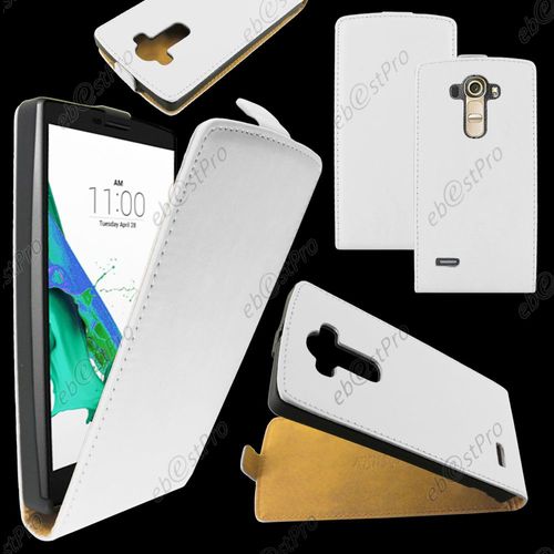 Ebeststar ® Housse Coque Etui En Pu Cuir À Rabat Ultra Fine (Slim Case) Pour Lg G4 H815, G4 Dual-Lte, Couleur Blanc + Film Protection D'écran