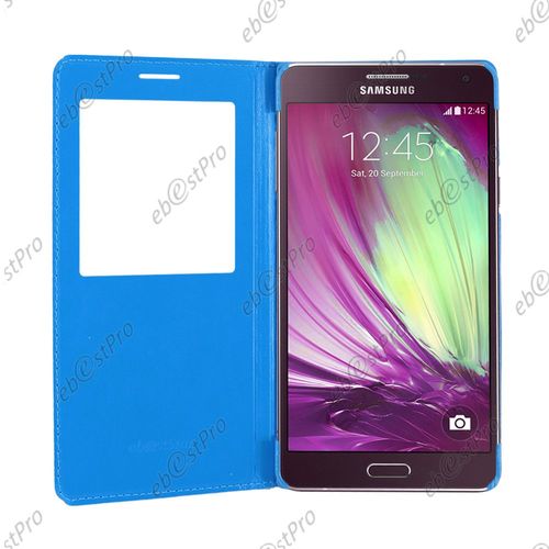 Ebeststar ® Housse Pochette Protection Coque Type S-View Portefeuille Livre Pour Samsung Galaxy A3 Sm-A300f, Couleur Bleu + Film Protection D'écran
