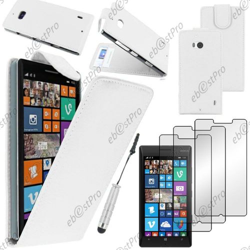 Ebeststar ® Housse Coque Etui Simili Cuir À Rabat Vertical Pour Nokia Lumia 930, Couleur Blanc + Mini Stylet 3 Film