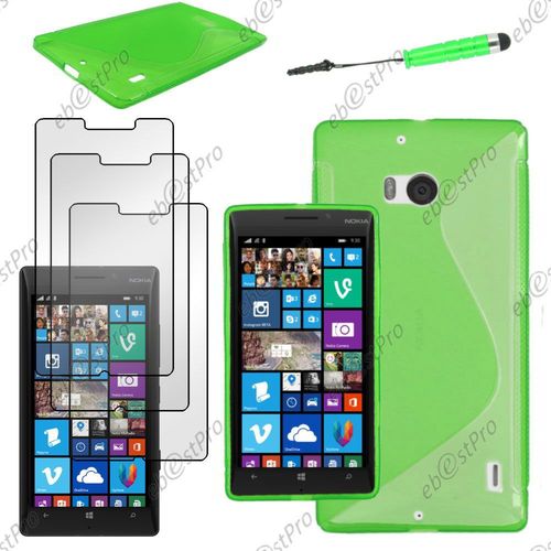 Ebeststar ® Housse Etui Coque Silicone Gel Motif S-Line Protection Souple Pour Nokia Lumia 930, Couleur Vert + Mini Stylet 3 Film