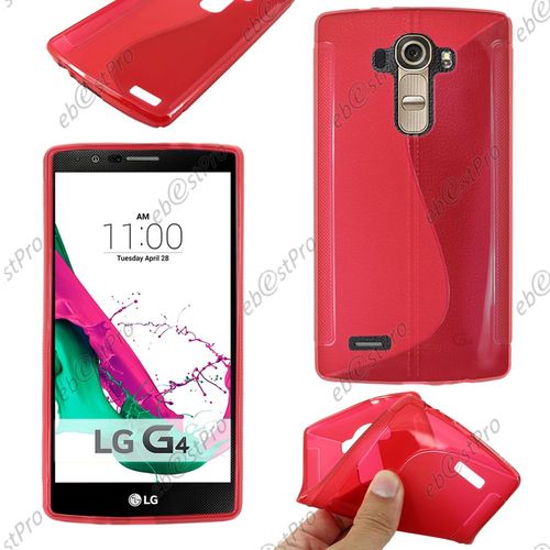 Ebeststar ® Housse Etui Coque Silicone Gel Motif S-Line Protection Souple Pour Lg G4 H815, G4 Dual-Lte, Couleur Rouge + Film Protection D'écran