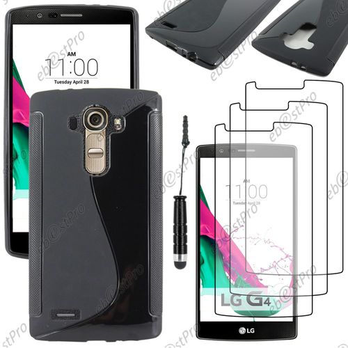 Ebeststar ® Housse Etui Coque Silicone Gel Motif S-Line Protection Souple Pour Lg G4 H815, G4 Dual-Lte, Couleur Noir + Mini Stylet 3 Film