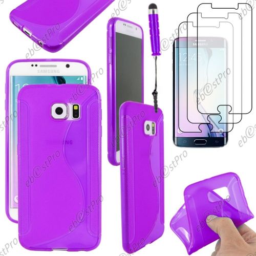 Ebeststar ® Housse Etui Coque Silicone Gel Motif S-Line Protection Souple Pour Samsung Galaxy S6 Sm-G920f, G920, Couleur Violet + Mini Stylet 3 Film