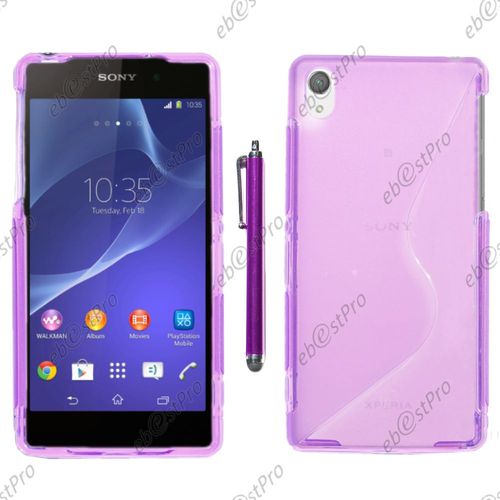 Ebeststar ® Housse Etui Coque Silicone Gel Motif S-Line Protection Souple Pour Sony Xperia Z2 D6502, D6503, D6543, Couleur Violet + Stylet + Film Protection D'écran